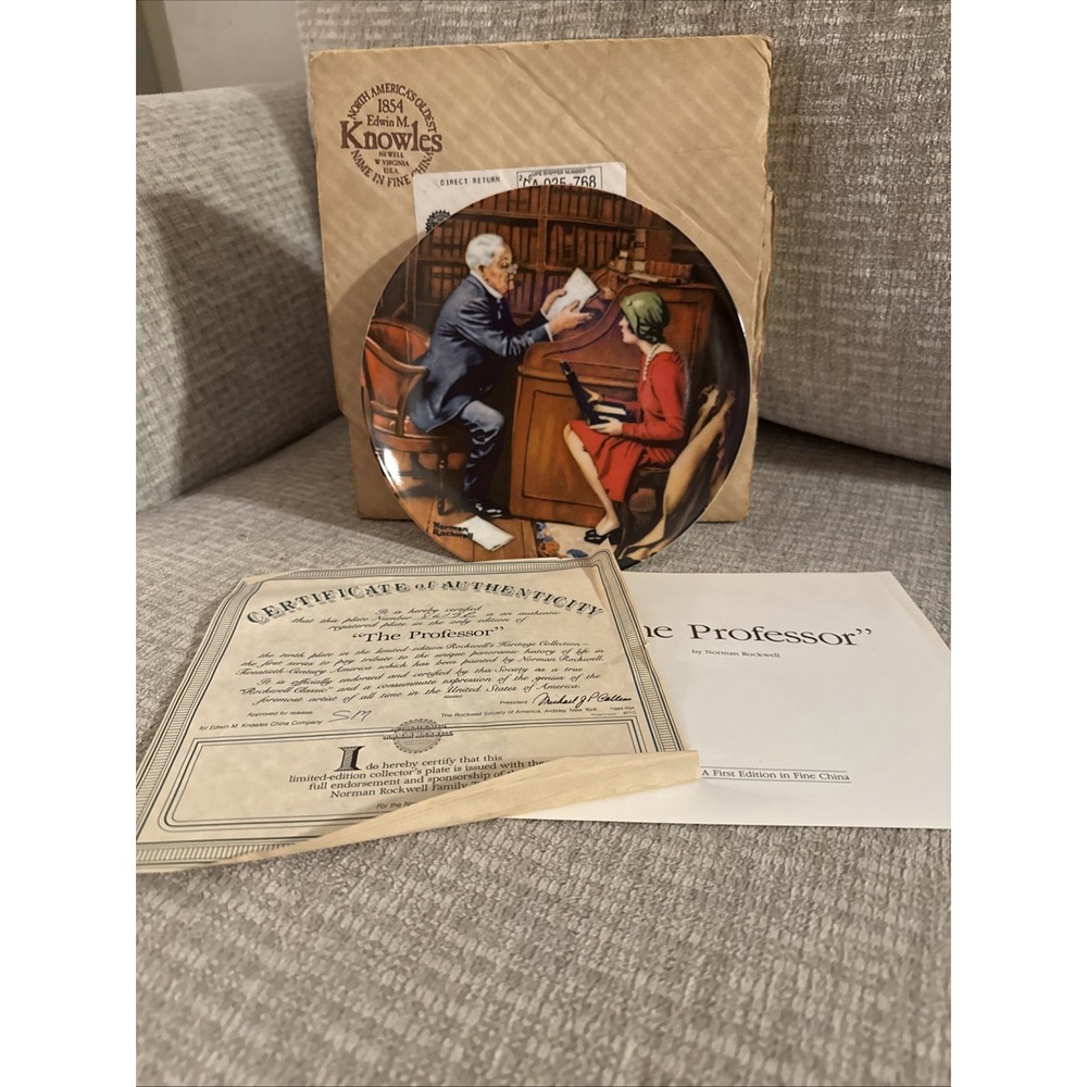 Norman Rockwell "The Professor" Collector Plate‎ 1986 Knowles Fine China Beaded